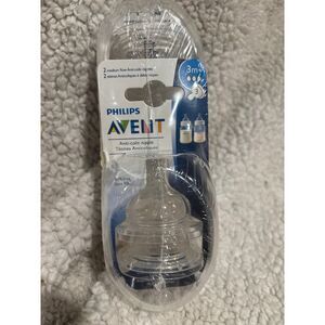 Philips Avent Anti-Colic Baby Bottle Slow Flow Nipple, 4pk, Flow 2, SCF423/47‎